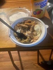 A Wawa Gobbler bowl next to a Snapple can