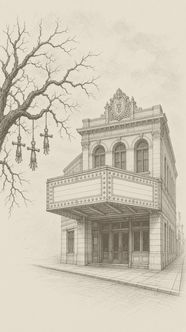 A dark theater marquee at night
