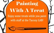 Tacony LAB's Painting With A Treat title card with a paintbrush